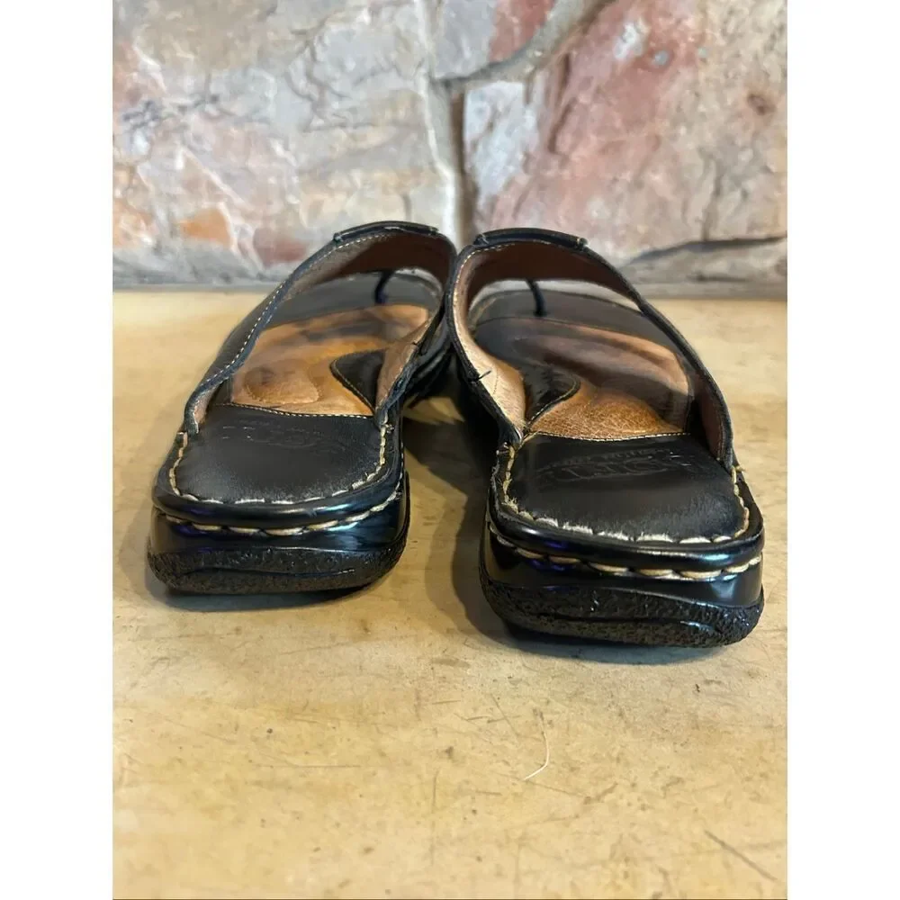Born MRA9 Women's Size 6 Black Leather Buckle Sandals Opanka Handcrafted